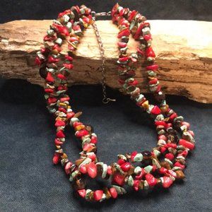 Turquoise & Coral Beaded Necklace